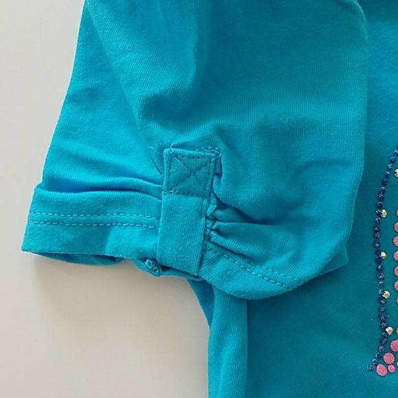 Girls Blue Flamingo T-Shirt - Size M (7/8) - Picture 5 of 6